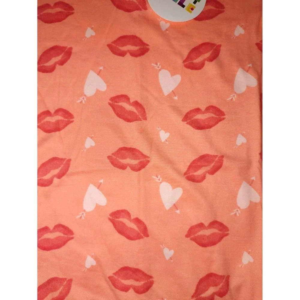 Dot Smile Girls Sz 5 6 Orange‎ Lip Kiss Hearts Flapper Dress Short Sleeve NWT